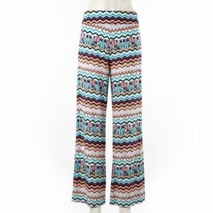 NWT | Boho Chic Chevron Palazzo Pants - Teal & Orchid - Wide Leg S Boutique Yoga